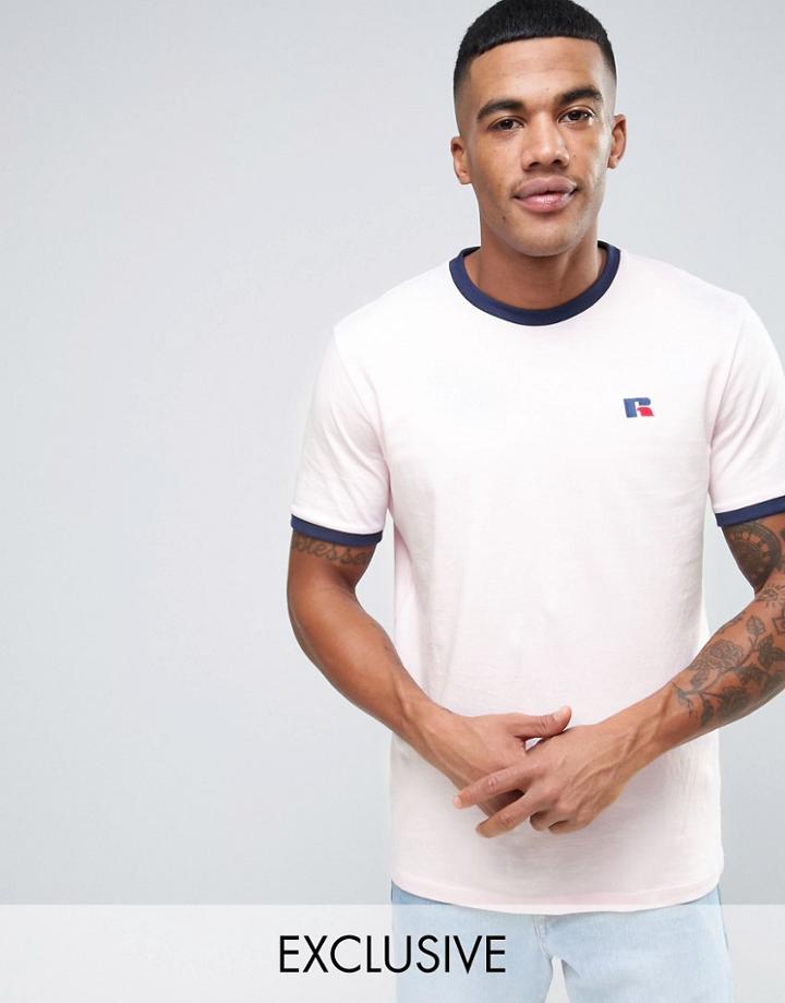 Russell Athletic T-shirt With Embroidered Small Logo - Pink