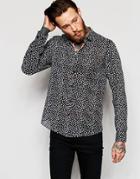 Asos Sheer Shirt In Leaf Print In Regular Fit - Black