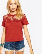 Asos T-shirt With Crochet Neck Trim - White $14.50