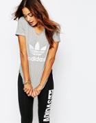 Adidas Originals Fitted T-shirt With Trefoil Logo - Medium Gray Heather