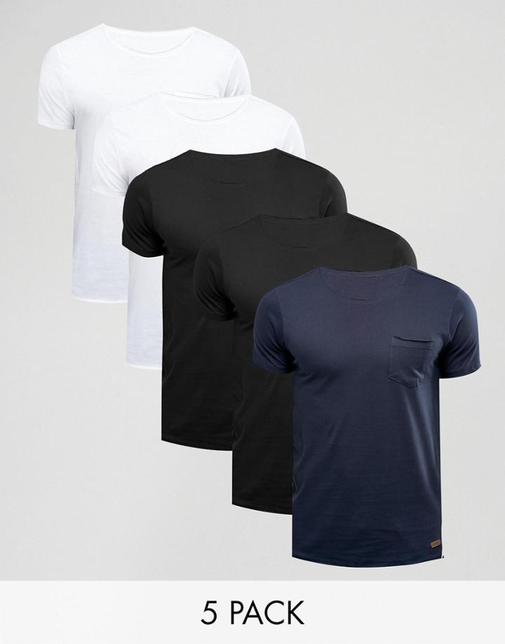 Brave Soul 5 Pack T-shirt - Multi