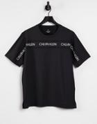 Calvin Klein Performance Cooltouch Logo Taping Detail Running T-shirt In Ck Black