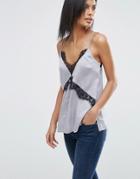 Asos Satin Lace Insert Cami - Gray