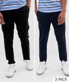 Asos Design 2 Pack Skinny Chinos In Black & Navy Save - Multi