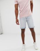 Threadbare Slim Denim Turn Up Shorts-blue