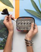America & Beyond Mini-tassel Embellished Coin Purse - Brown