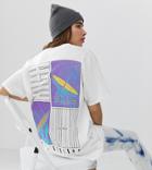 Crooked Tongues Oversized T-shirt In Space Photographic Print - White