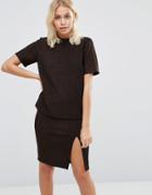 Vila Metallic Thread Short Sleeve Top - Gold