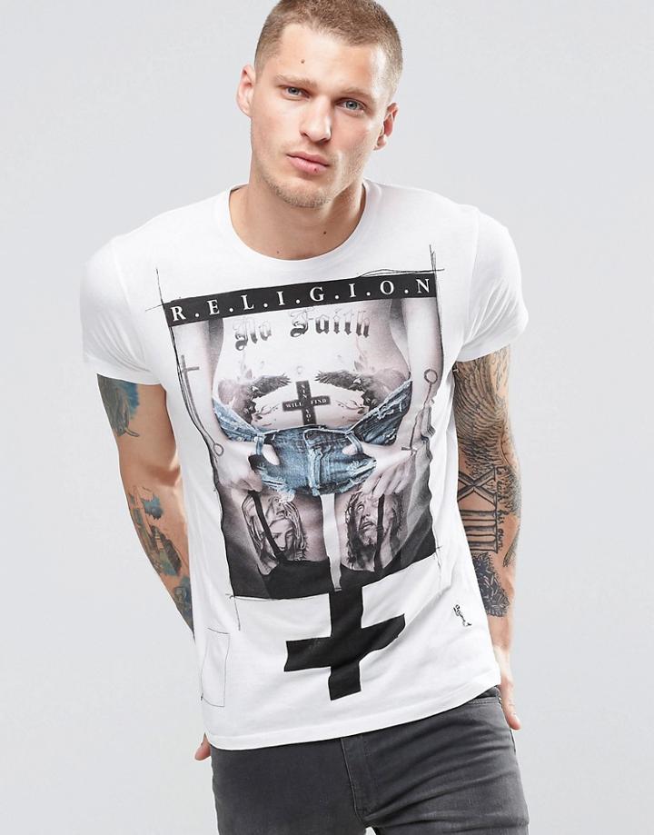 Religion No Faith Crew Neck T-shirt - White