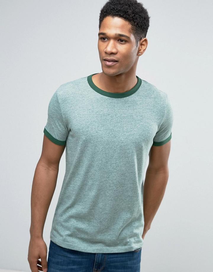 Esprit Crew Neck Slubby Ringer T-shirt - Green