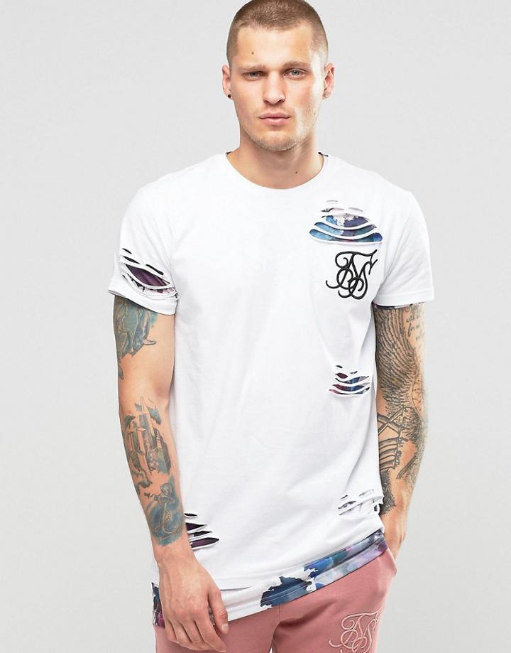 Siksilk Distressed T-shirt With Double Layer - White