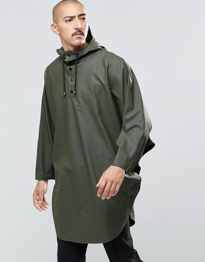 Rains Waterproof Poncho In Green - Green