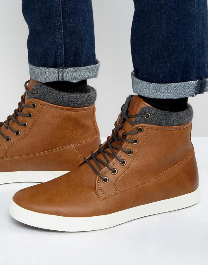 Aldo Tripper Laceup Leather Trainers - Tan