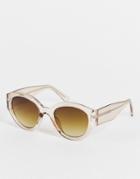 A.kjaerbede Big Winnie Round Cat Eye Sunglasses In Champagne-neutral