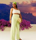 Asos Design Curve Basic Wide Leg Jersey Pants In Animal Print-green