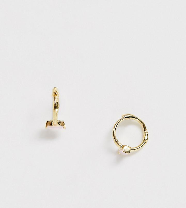 Astrid & Miyu Gold Mystic Opal Huggy Hoop Earring - Gold