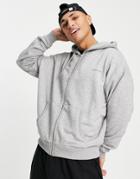 Good For Nothing Zip Thru Hoodie In Gray With Chest Logo Print-grey
