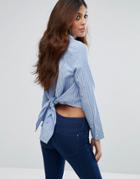 Unique21 Tie Back Embroided Shirt - Blue