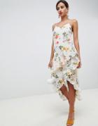 Vila Floral Asymmetric Dress-multi