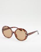 Aj Morgan Romance Oversized Round Lens Sunglasses-brown