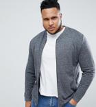 Asos Design Plus Bomber Jacket In Charcoal Interest Fabric - Gray