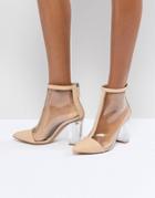 Missguided Clear Heeled Ankle Boot - Beige