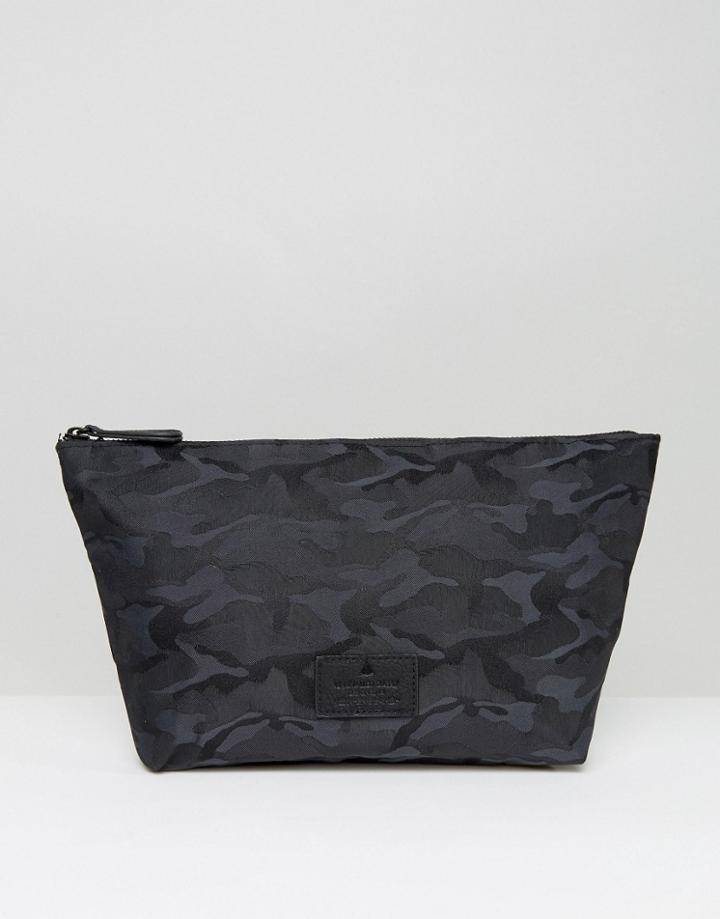 Asos Toiletry Bag In Camo - Navy