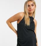 Asos 4505 Maternity Tank Top With Cross Back Detail In Recycled Polyester-black