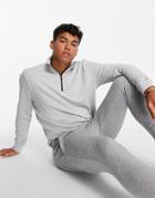 Boss Zapper Half Zip Sweat In Gray-grey