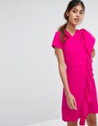 Closet Mini Dress With Asymmetric Frill Detail - Pink