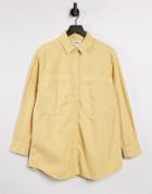 Monki Allison Organic Cotton Oversized Shirt In Natural Yellow Dye