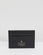 Asos Leather Card Holder In Black With Crocodile Emboss And Gold Logo Emboss - Black
