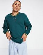 Asos Design Oversized V-neck Sweatshirt In Green