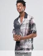Reclaimed Vintage Revere Shirt In Animal Print And Reg Fit - Pink