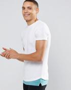 Asos Longline Muscle T-shirt With Extended Split Hem In White