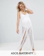 Asos Maternity Beach Lace Maxi Dress - White