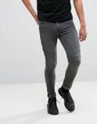 Asos Super Skinny Jeans With Biker Details In Washed Black - Black