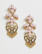 Asos Design Earrings In Pretty Filigree And Floral Design In Gold