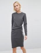 Warehouse Side Rouch Detail Dress - Gray