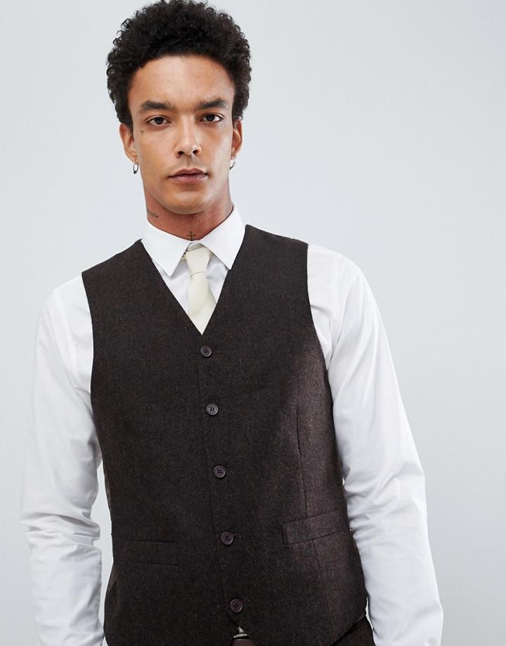 Gianni Feraud Slim Fit Brown Donnegal Wool Blend Suit Vest