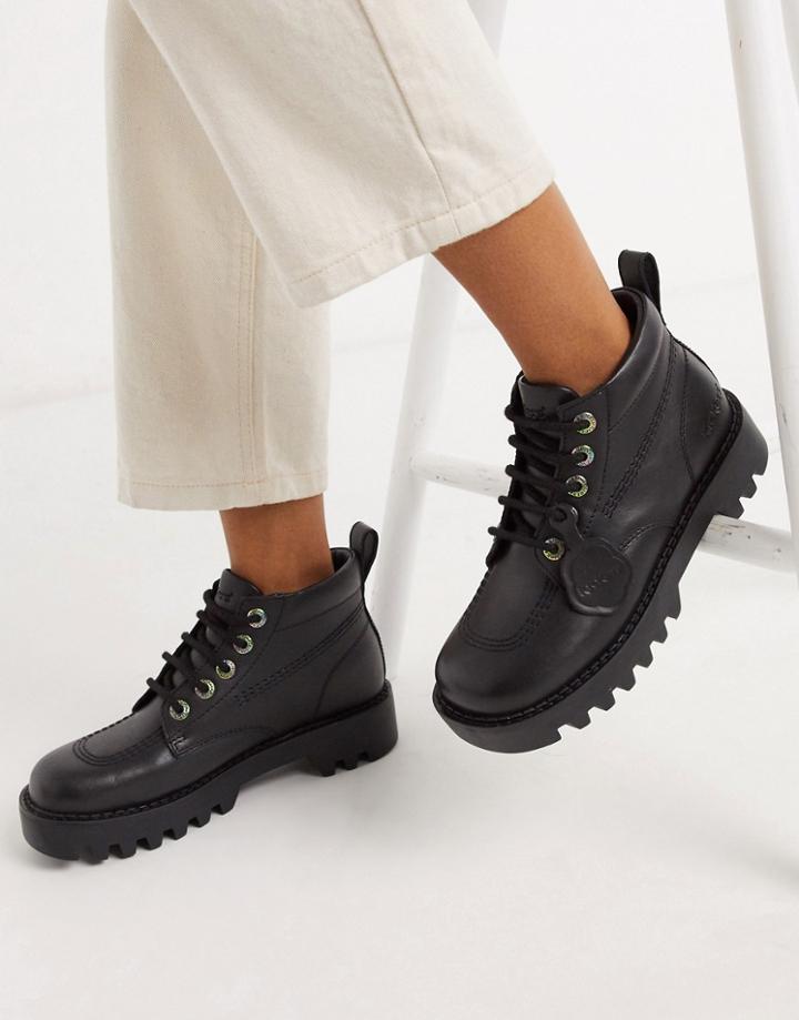 Kickers Kizziie Hi Cleated Low Ankle Boots In Black