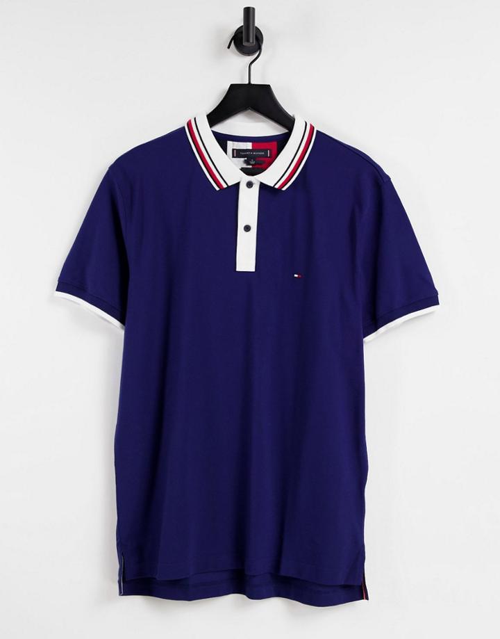 Tommy Hilfiger Contrast Placket Polo Shirt-blues