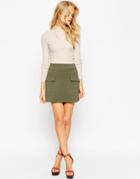Asos Utility Pocket A Line Skirt - Khaki