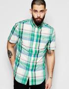 Farah Shirt With Madras Check Slim Fit Short Sleeves - Reen