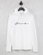 Fcuk Long Sleeve Script Logo Top With Hood In White