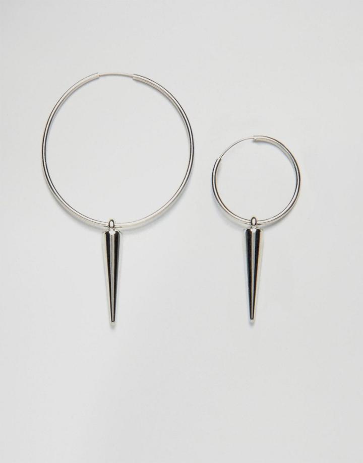 Asos Spike Hoop Earring Pack - Rhodium