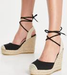 Raid Wide Fit Misha Ankle Tie Espadrilles In Black Canvas