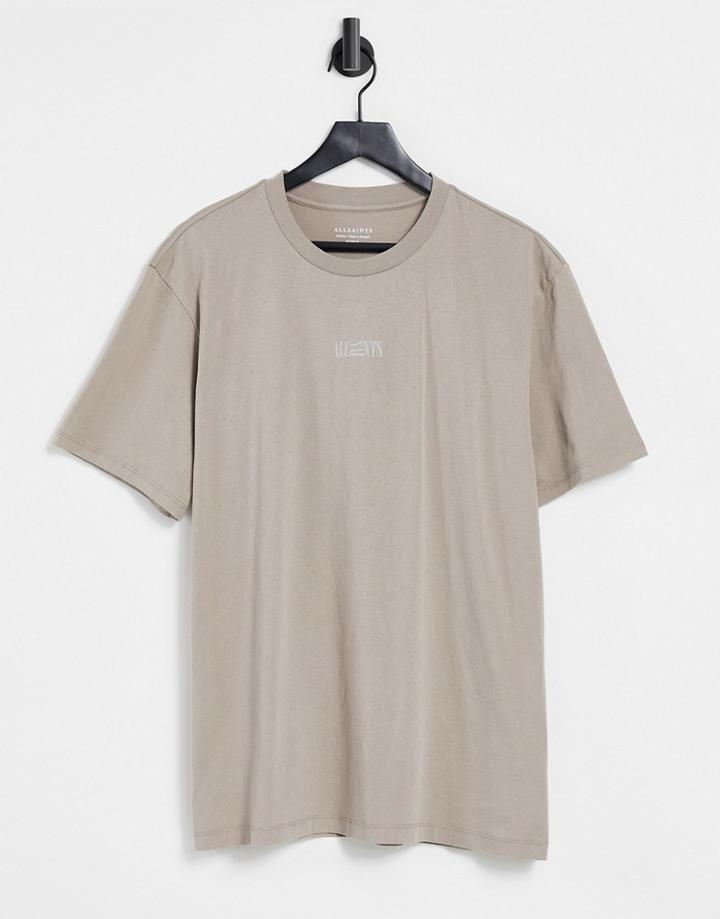 Allsaints Opposition Logo T-shirt In Beige-neutral