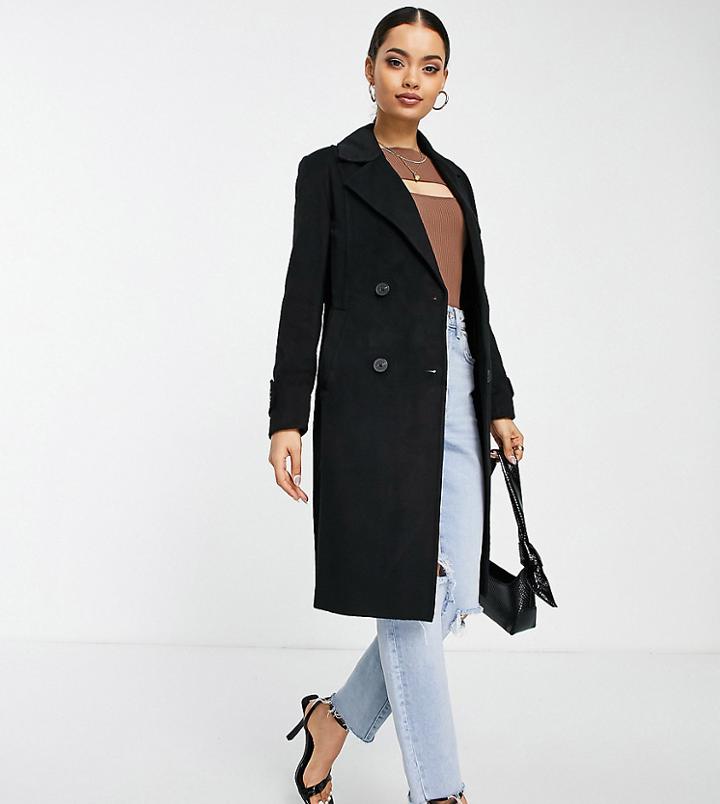 Ever New Petite Smart Midi Coat In Black