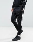 Illusive London Skinny Track Joggers In Black With Taping - Black